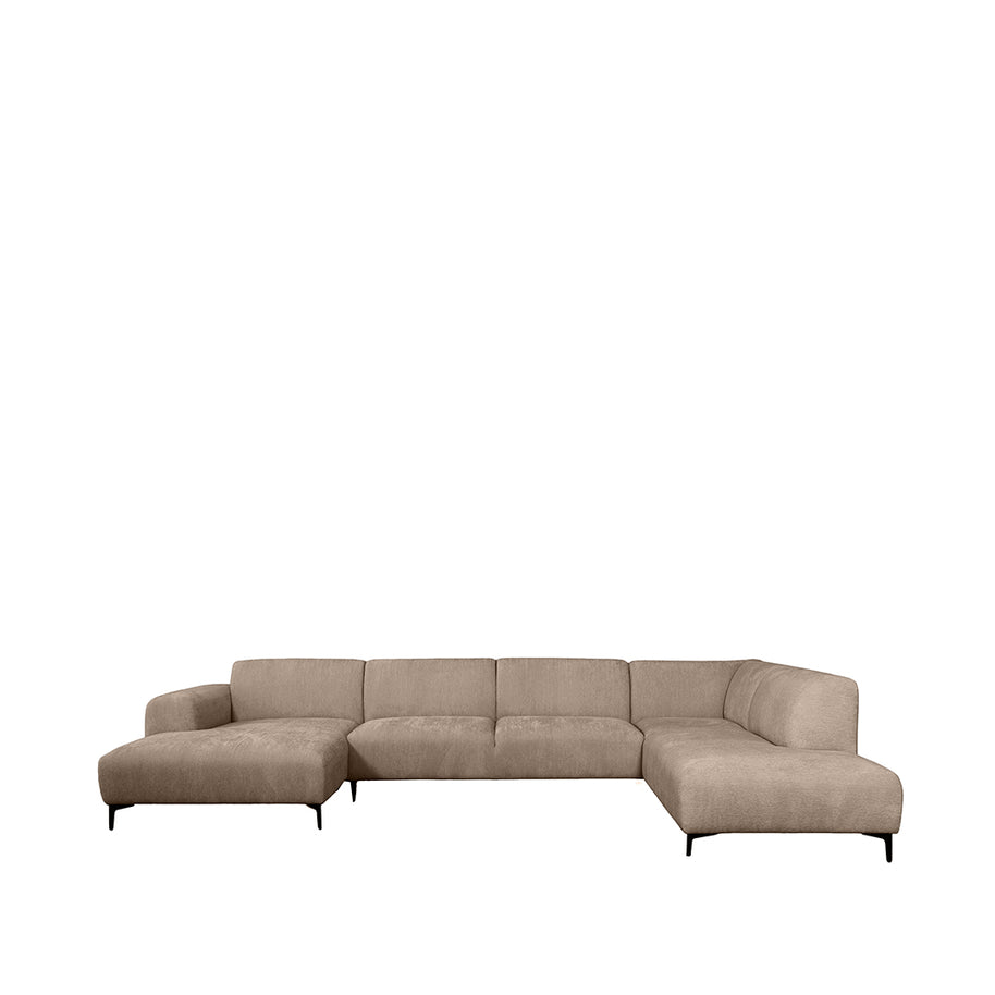 LABEL51 Banken Merido - Taupe Raven | Zwart Metaal - Velvet - U-Bank Rechts