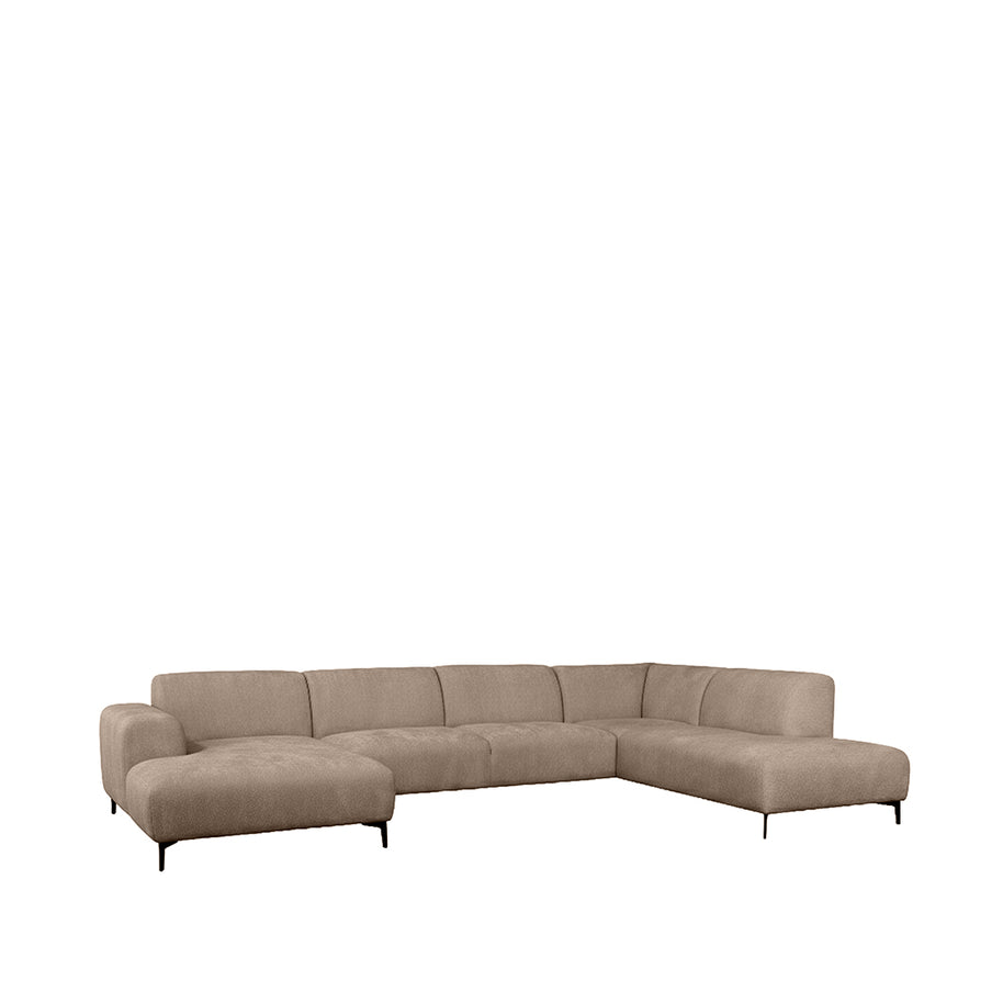 LABEL51 Banken Merido - Taupe Raven | Zwart Metaal - Velvet - U-Bank Rechts