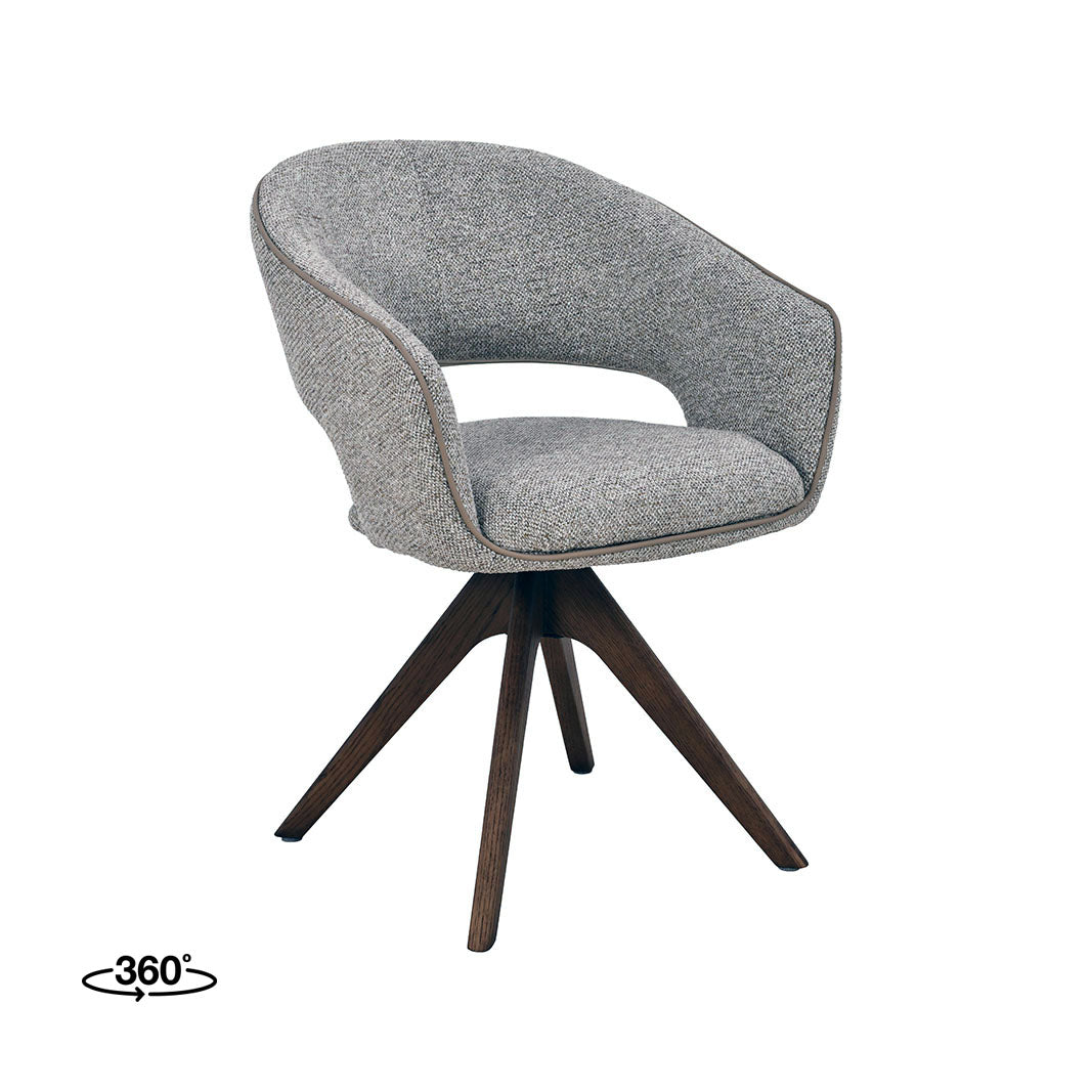 LABEL51 Eetkamerstoelen Osuma - Beige - Geweven - Walnoot Houten Frame