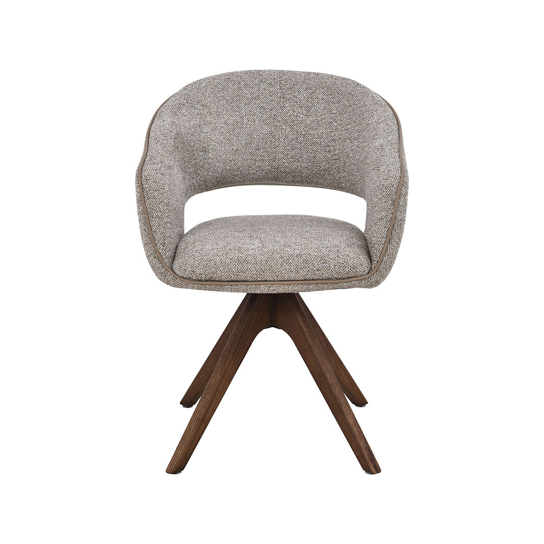 LABEL51 Eetkamerstoelen Osuma - Beige - Geweven - Walnoot Houten Frame