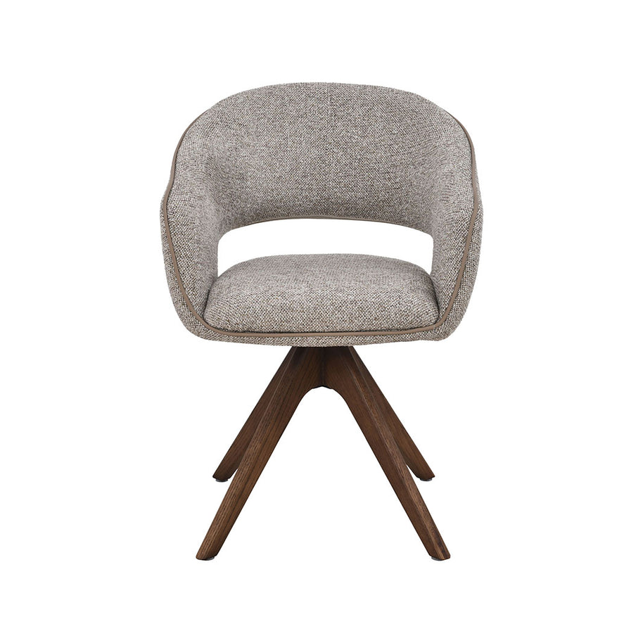 LABEL51 Eetkamerstoelen Osuma - Beige - Geweven - Walnoot Houten Frame