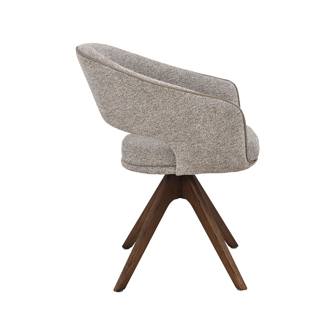 LABEL51 Eetkamerstoelen Osuma - Beige - Geweven - Walnoot Houten Frame