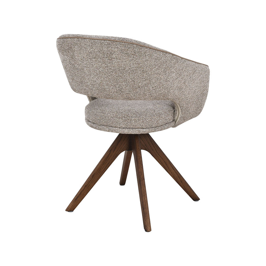 LABEL51 Eetkamerstoelen Osuma - Beige - Geweven - Walnoot Houten Frame