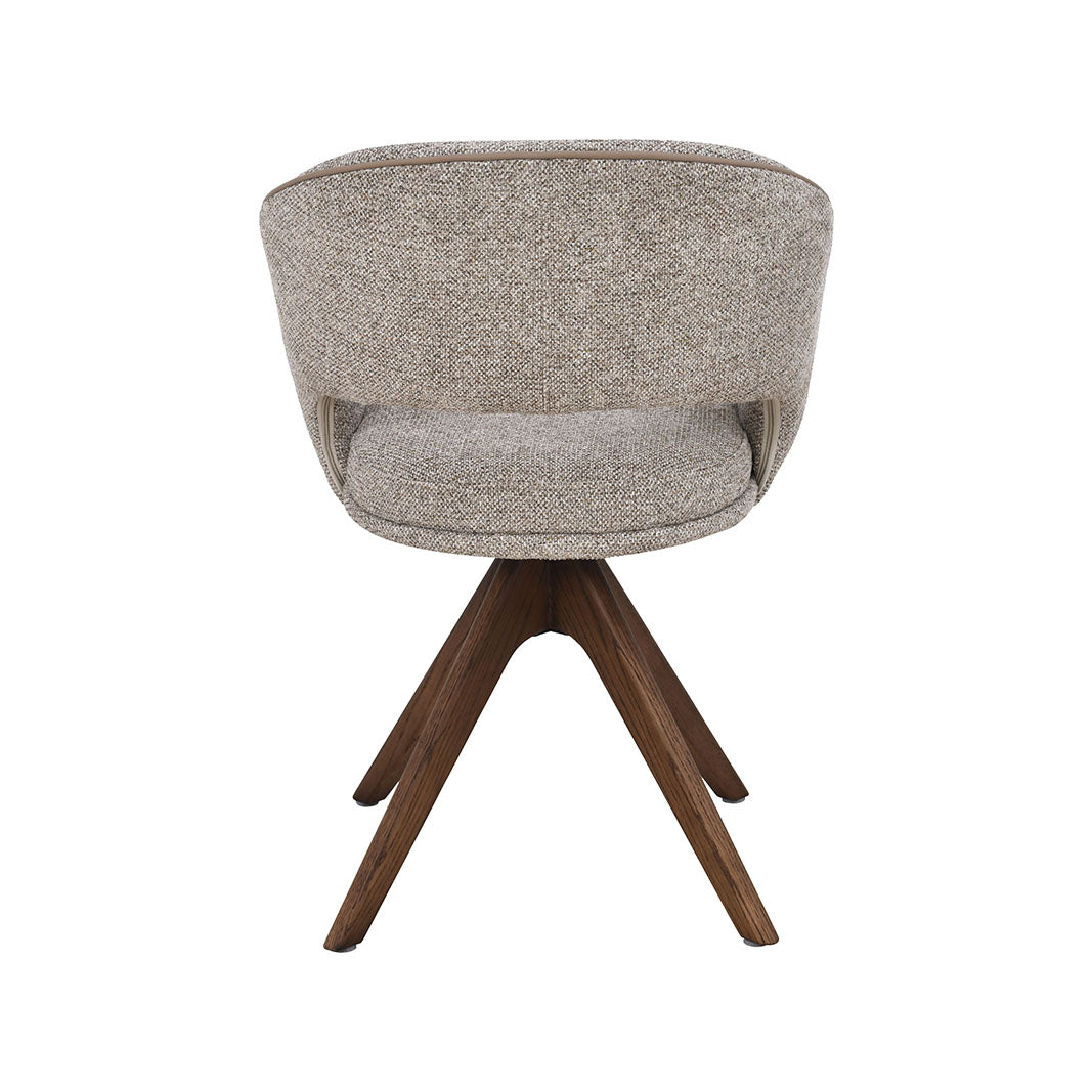 LABEL51 Eetkamerstoelen Osuma - Beige - Geweven - Walnoot Houten Frame
