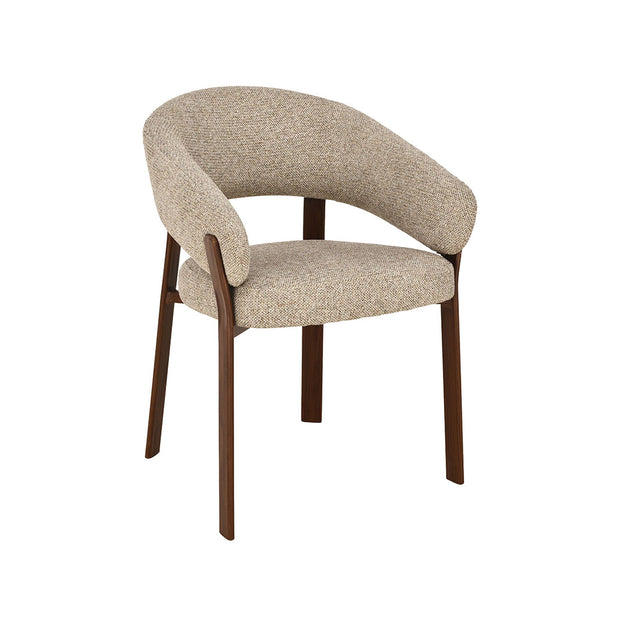 LABEL51 Eetkamerstoelen Sato - Beige - Geweven - Walnoot Houten Frame
