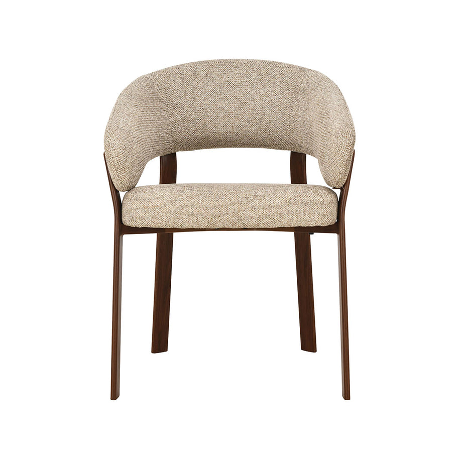 LABEL51 Eetkamerstoelen Sato - Beige - Geweven - Walnoot Houten Frame