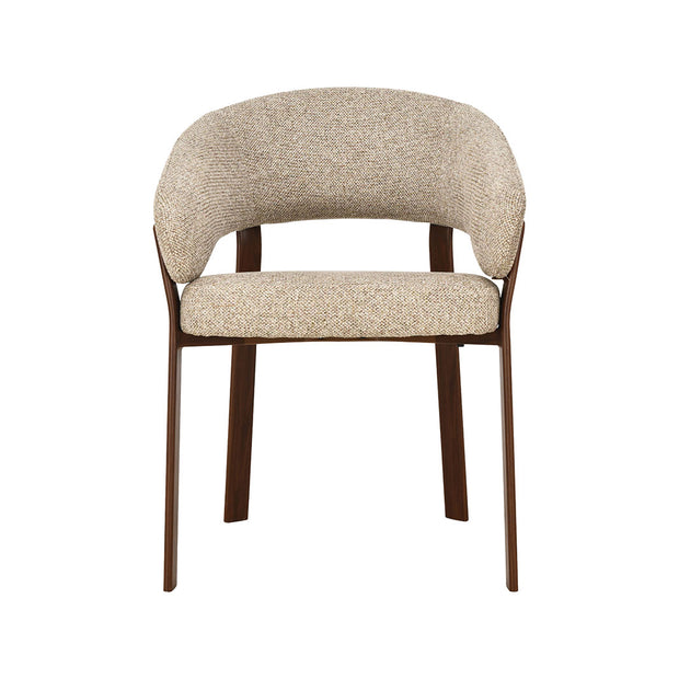 LABEL51 Eetkamerstoelen Sato - Beige - Geweven - Walnoot Houten Frame