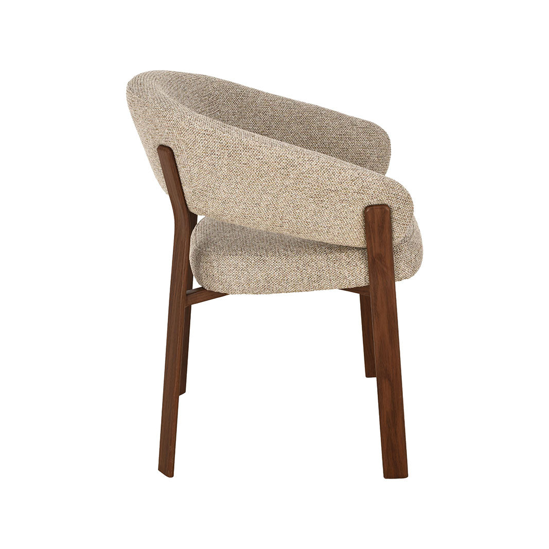 LABEL51 Eetkamerstoelen Sato - Beige - Geweven - Walnoot Houten Frame