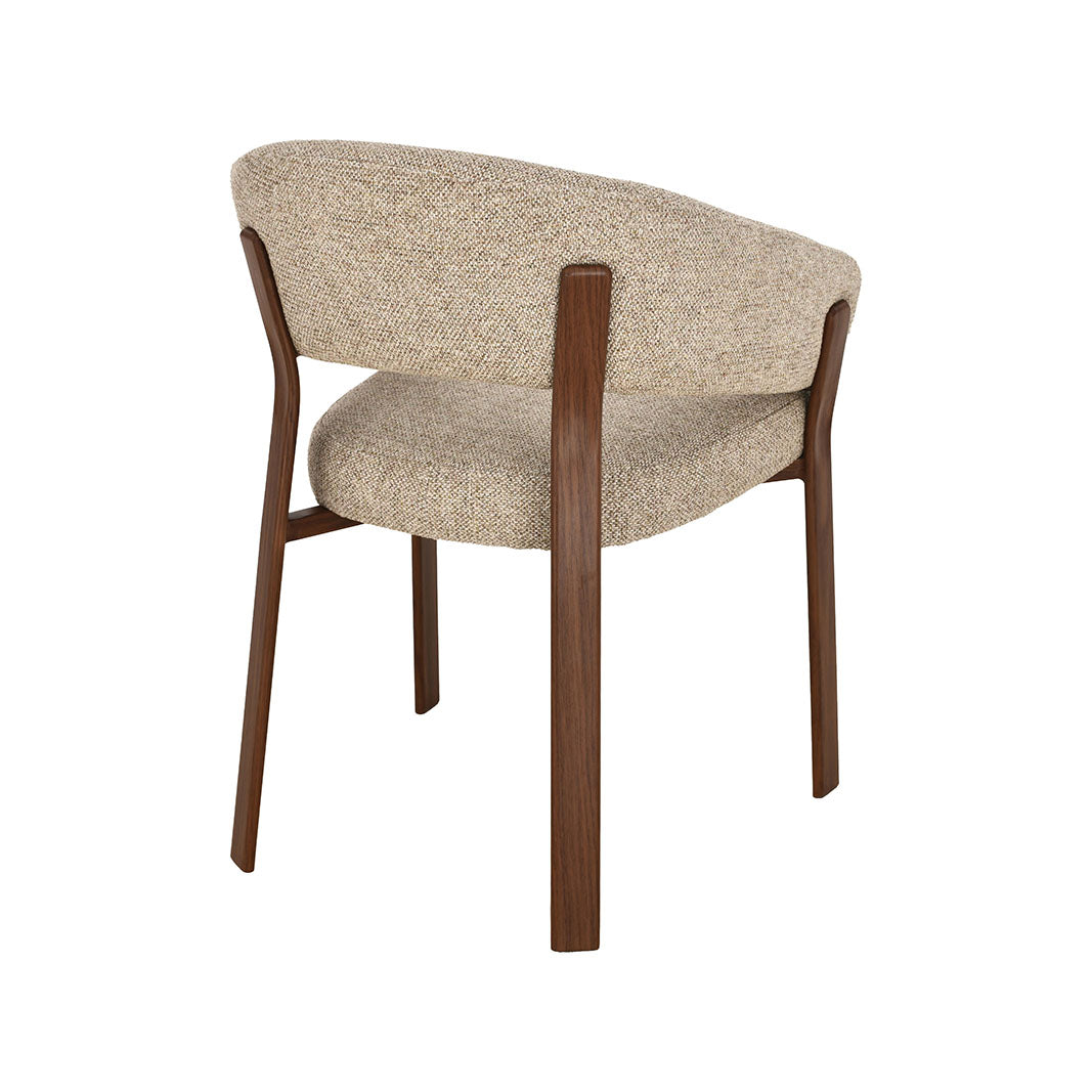 LABEL51 Eetkamerstoelen Sato - Beige - Geweven - Walnoot Houten Frame