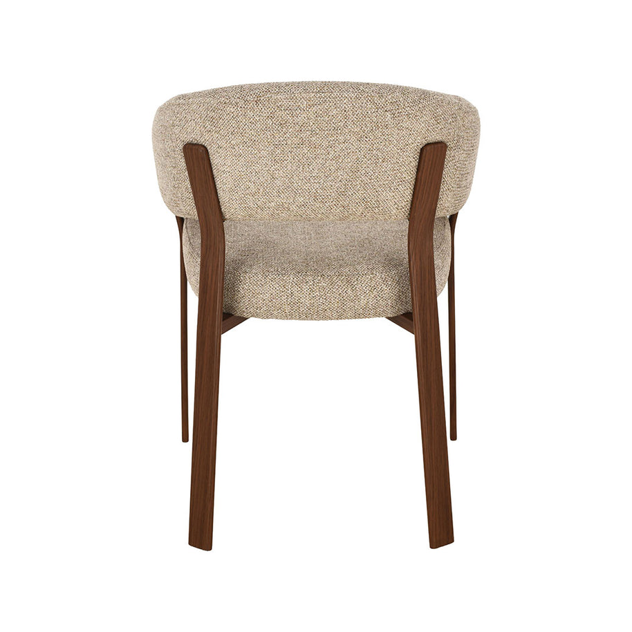 LABEL51 Eetkamerstoelen Sato - Beige - Geweven - Walnoot Houten Frame