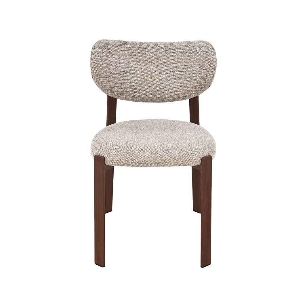 LABEL51 Eetkamerstoelen Mika - Beige - Geweven - Walnoot Houtlook Metaal