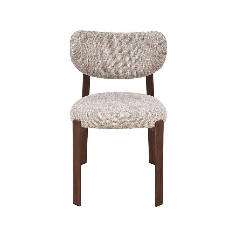 LABEL51 Eetkamerstoelen Mika - Beige - Geweven - Walnoot Houtlook Metaal