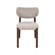 LABEL51 Eetkamerstoelen Mika - Beige - Geweven - Walnoot Houtlook Metaal