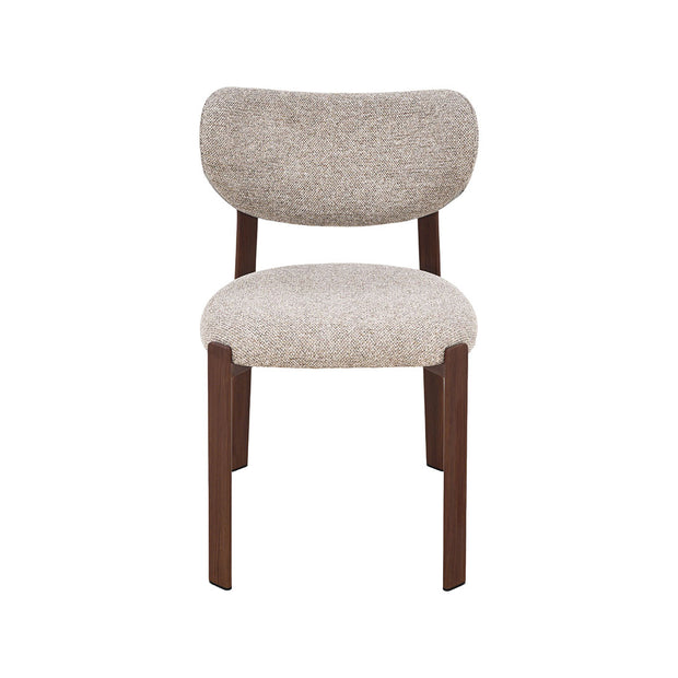 LABEL51 Eetkamerstoelen Mika - Beige - Geweven - Walnoot Houtlook Metaal