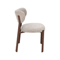 LABEL51 Eetkamerstoelen Mika - Beige - Geweven - Walnoot Houtlook Metaal