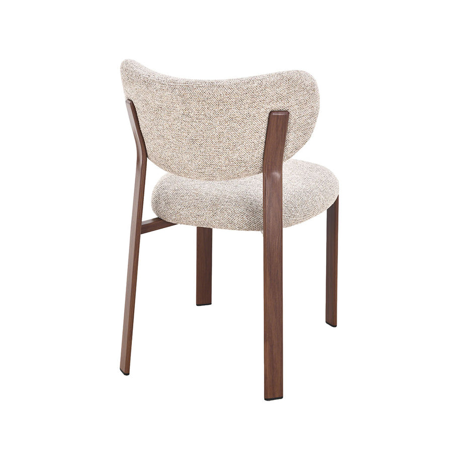 LABEL51 Eetkamerstoelen Mika - Beige - Geweven - Walnoot Houtlook Metaal
