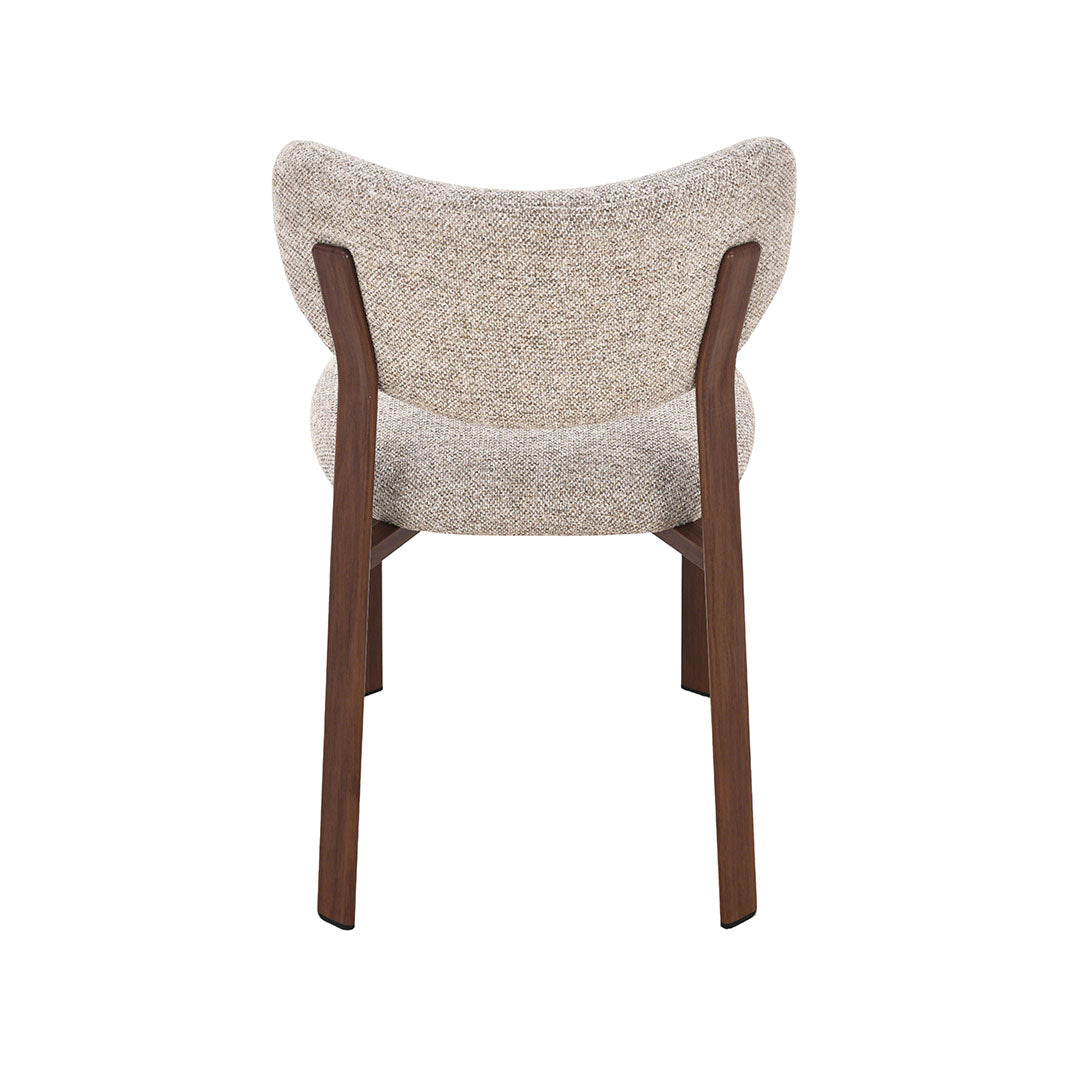 LABEL51 Eetkamerstoelen Mika - Beige - Geweven - Walnoot Houtlook Metaal
