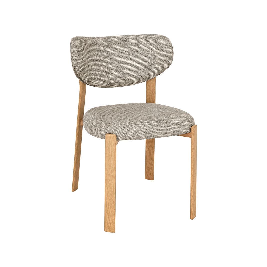 LABEL51 Eetkamerstoelen Mika - Beige - Geweven - Naturel Houtlook Metaal