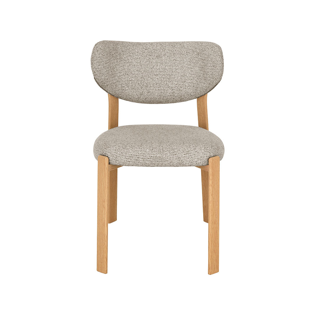 LABEL51 Eetkamerstoelen Mika - Beige - Geweven - Naturel Houtlook Metaal