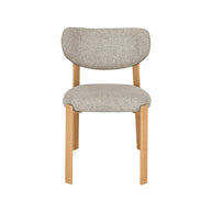 LABEL51 Eetkamerstoelen Mika - Beige - Geweven - Naturel Houtlook Metaal