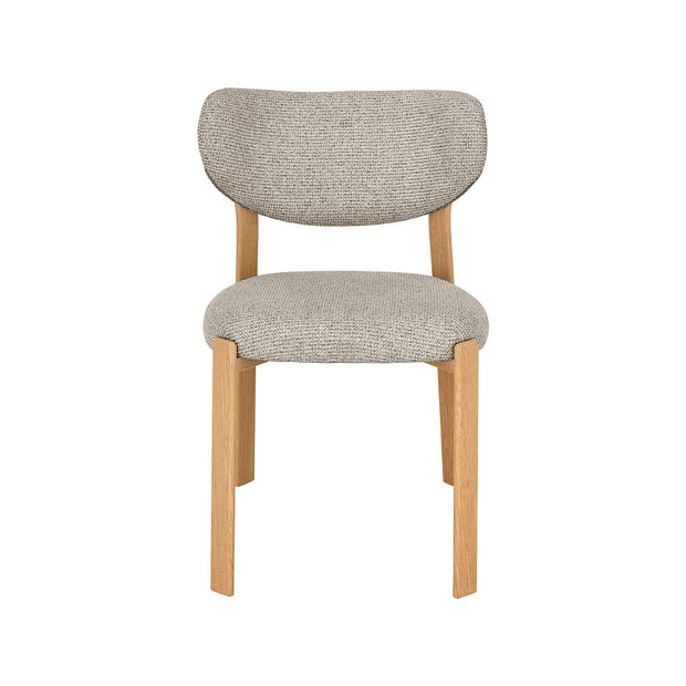 LABEL51 Eetkamerstoelen Mika - Beige - Geweven - Naturel Houtlook Metaal