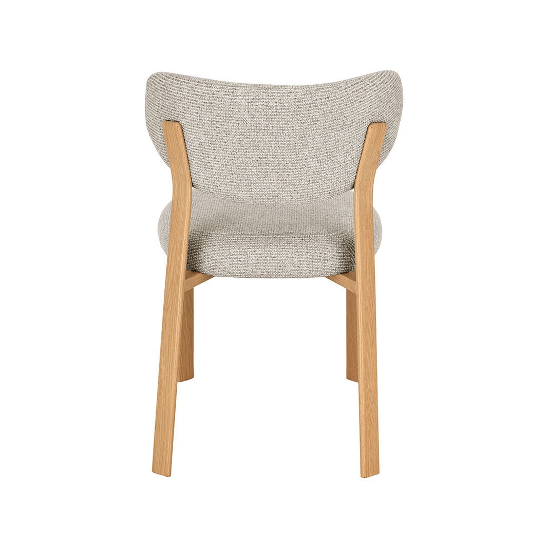 LABEL51 Eetkamerstoelen Mika - Beige - Geweven - Naturel Houtlook Metaal