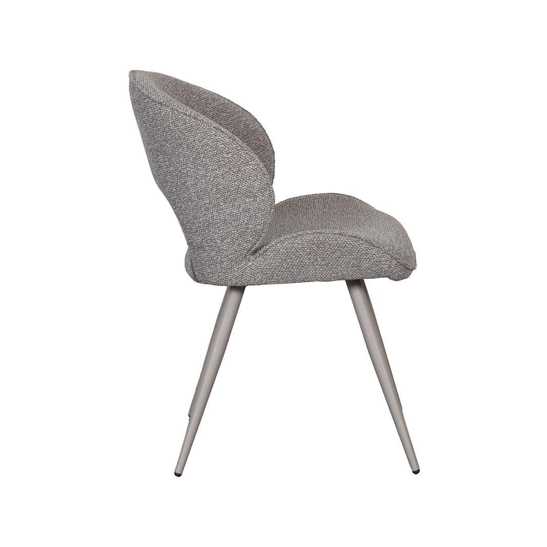 LABEL51 Eetkamerstoelen Sakura - Mushroom - Boucle - Taupe Metalen Frame
