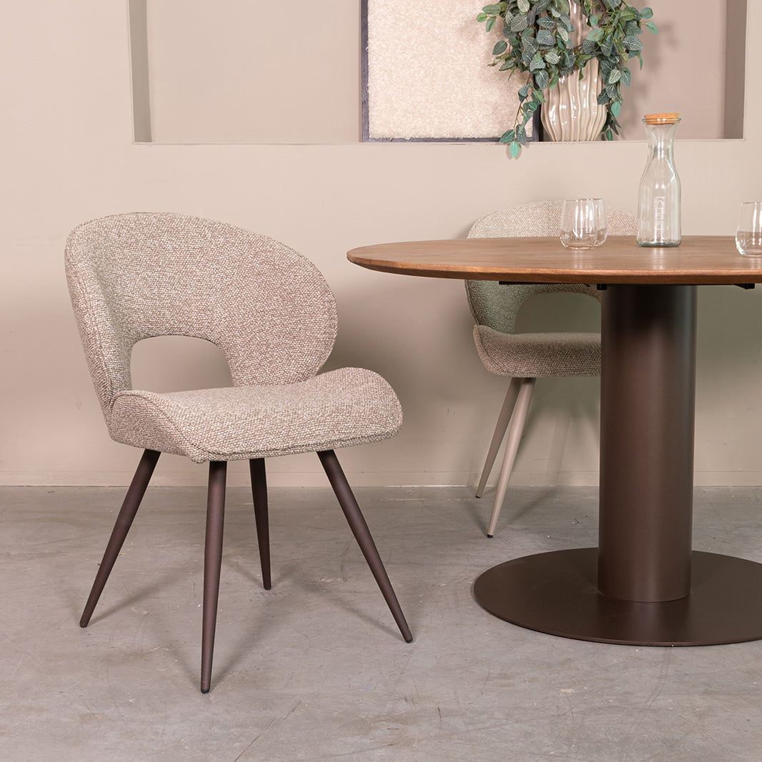 LABEL51 Eetkamerstoelen Sakura - Mushroom - Boucle - Brons Metalen Frame