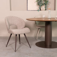 LABEL51 Eetkamerstoelen Sakura - Mushroom - Boucle - Brons Metalen Frame
