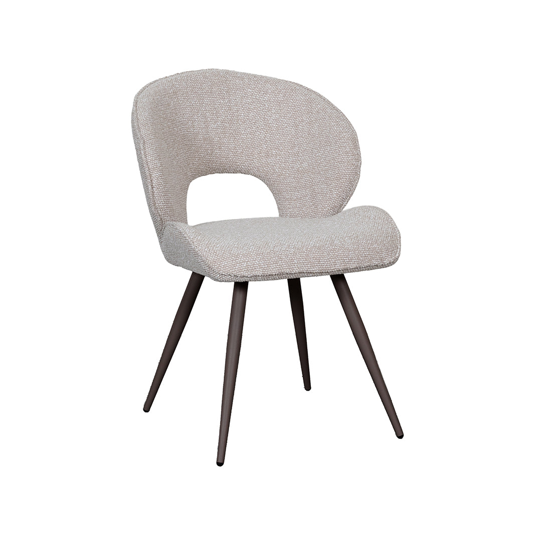 LABEL51 Eetkamerstoelen Sakura - Naturel - Boucle - Brons Metalen Frame