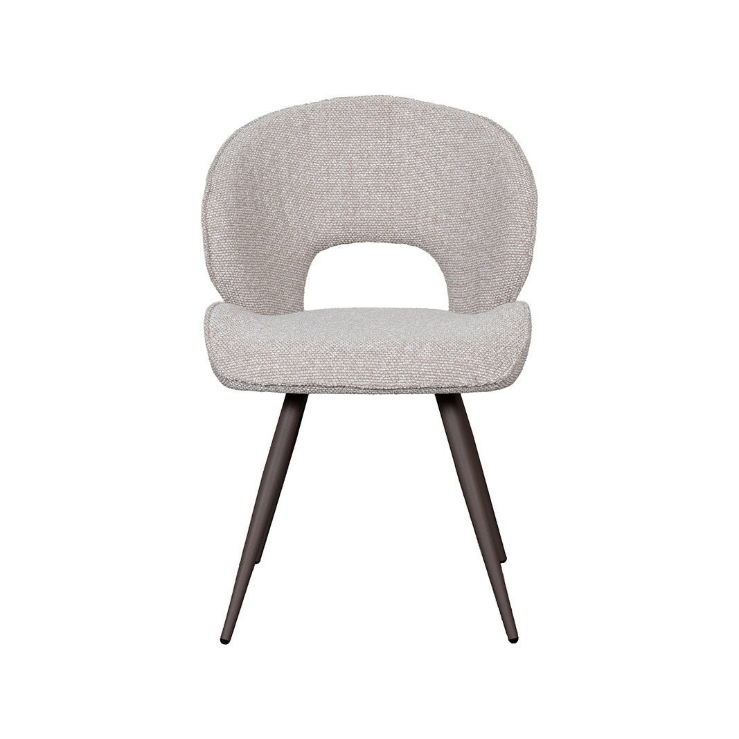 LABEL51 Eetkamerstoelen Sakura - Naturel - Boucle - Brons Metalen Frame