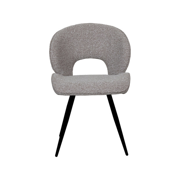 LABEL51 Eetkamerstoelen Sakura - Mushroom - Boucle - Zwart Metalen Frame