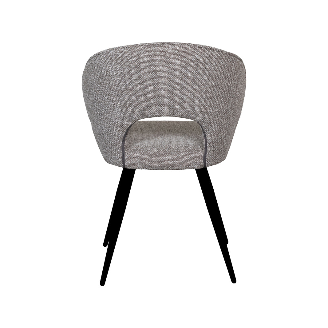 LABEL51 Eetkamerstoelen Sakura - Mushroom - Boucle - Zwart Metalen Frame