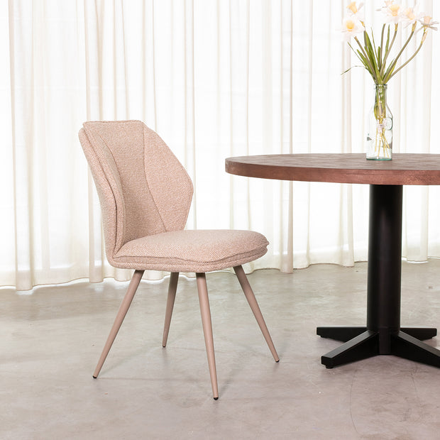LABEL51 Eetkamerstoelen Silvain - Naturel - Boucle - Taupe Metalen Frame