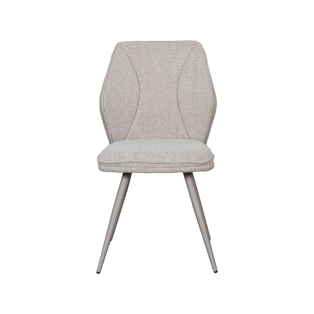 LABEL51 Eetkamerstoelen Silvain - Naturel - Boucle - Taupe Metalen Frame