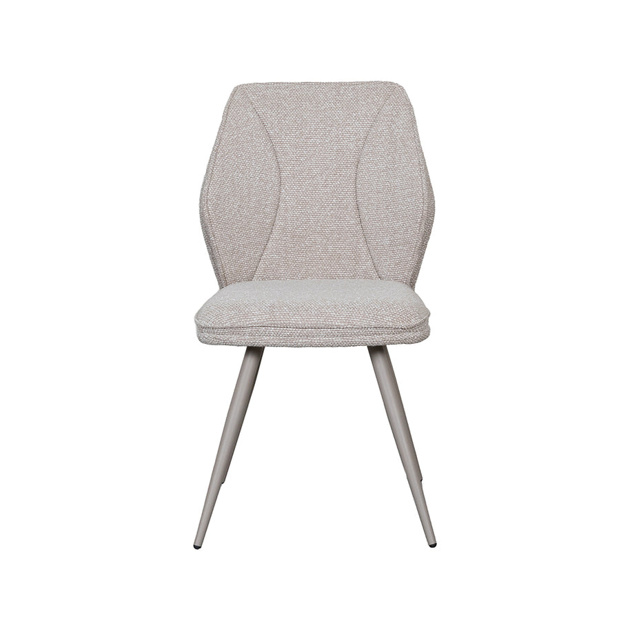 LABEL51 Eetkamerstoelen Silvain - Naturel - Boucle - Taupe Metalen Frame