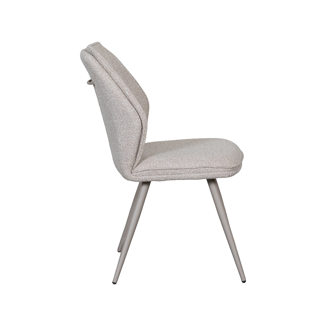 LABEL51 Eetkamerstoelen Silvain - Naturel - Boucle - Taupe Metalen Frame