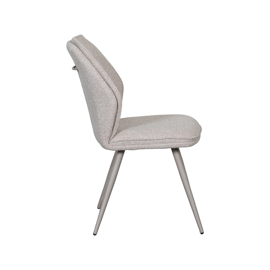 LABEL51 Eetkamerstoelen Silvain - Naturel - Boucle - Taupe Metalen Frame