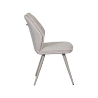 LABEL51 Eetkamerstoelen Silvain - Naturel - Boucle - Taupe Metalen Frame