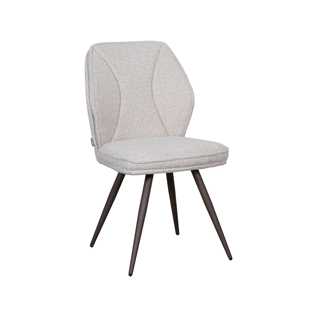 LABEL51 Eetkamerstoelen Silvain - Naturel - Boucle - Brons Metalen Frame