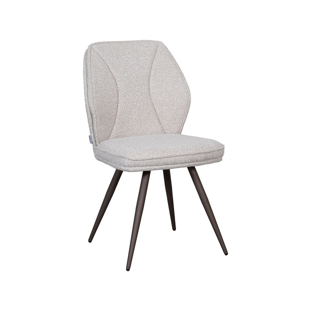 LABEL51 Eetkamerstoelen Silvain - Naturel - Boucle - Brons Metalen Frame