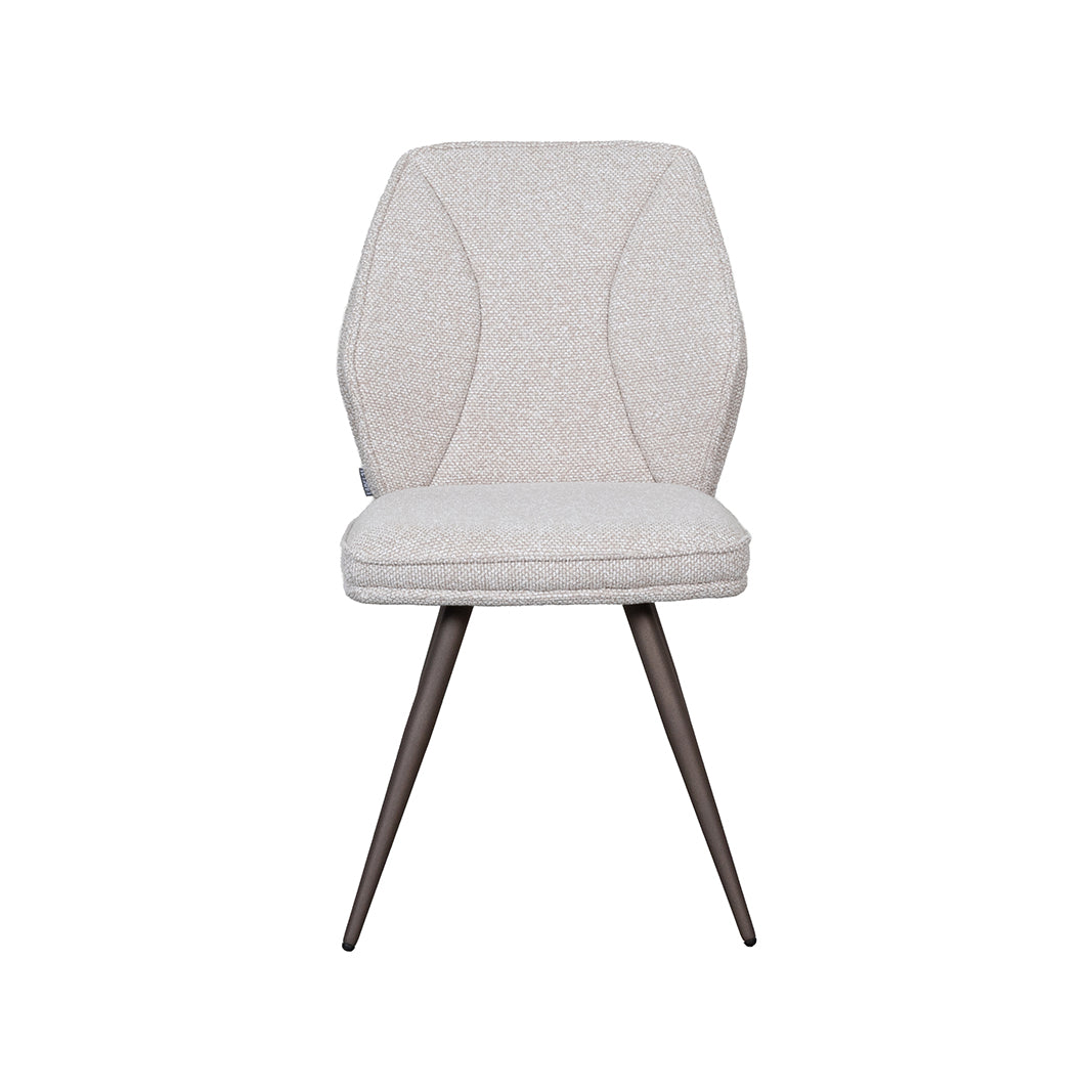 LABEL51 Eetkamerstoelen Silvain - Naturel - Boucle - Brons Metalen Frame