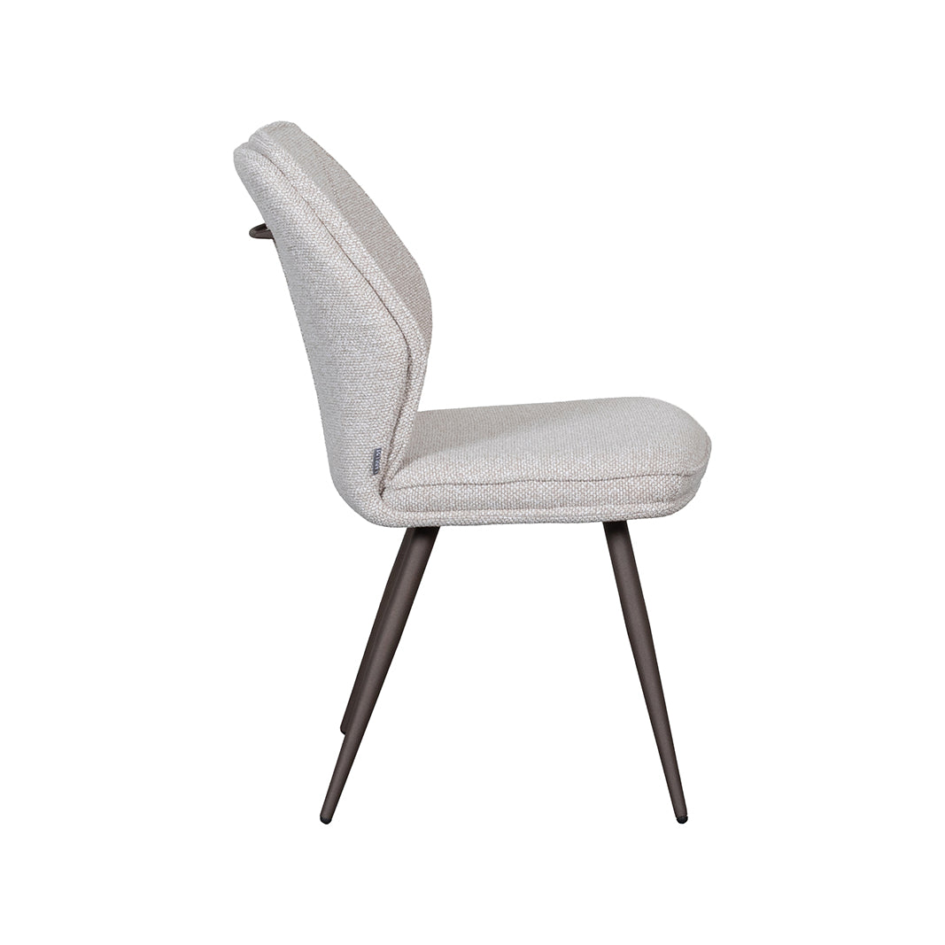 LABEL51 Eetkamerstoelen Silvain - Naturel - Boucle - Brons Metalen Frame