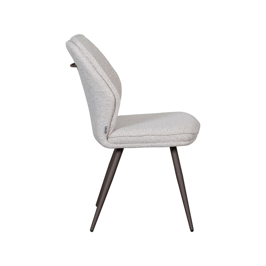 LABEL51 Eetkamerstoelen Silvain - Naturel - Boucle - Brons Metalen Frame
