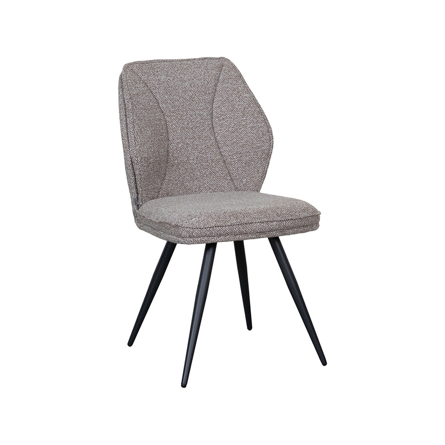 LABEL51 Eetkamerstoelen Silvain - Mushroom - Boucle - Zwart Metalen Frame
