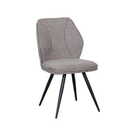 LABEL51 Eetkamerstoelen Silvain - Mushroom - Boucle - Zwart Metalen Frame