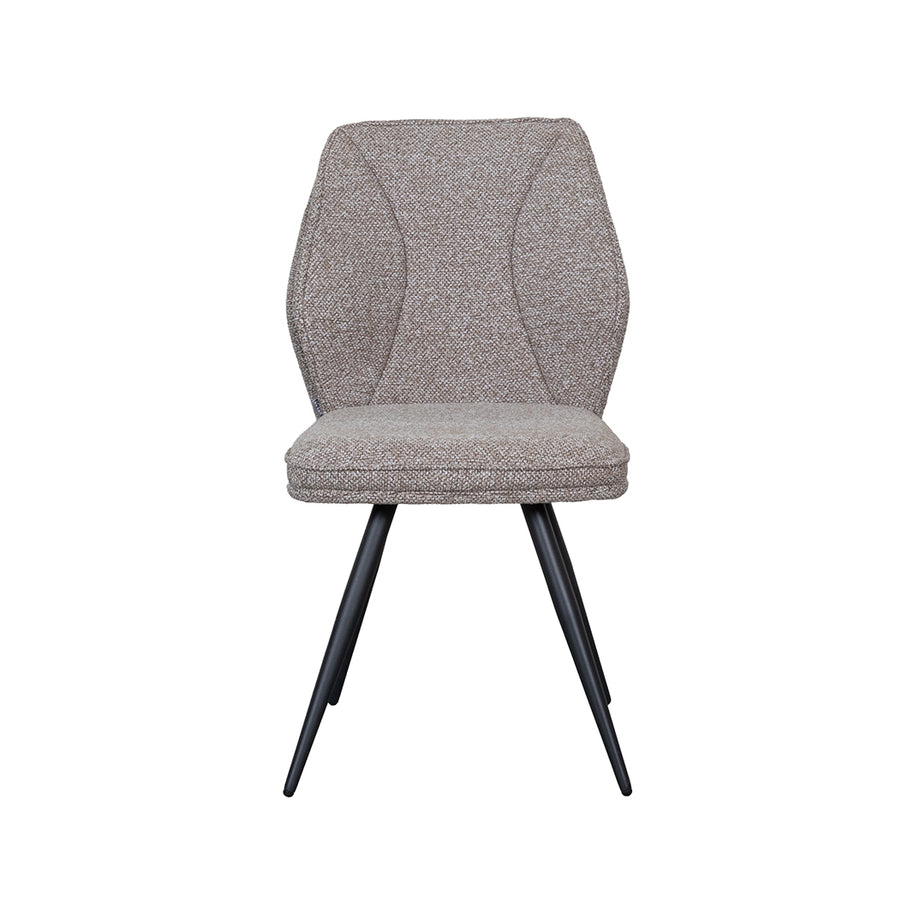 LABEL51 Eetkamerstoelen Silvain - Mushroom - Boucle - Zwart Metalen Frame