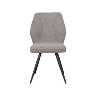LABEL51 Eetkamerstoelen Silvain - Mushroom - Boucle - Zwart Metalen Frame