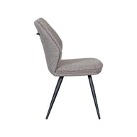 LABEL51 Eetkamerstoelen Silvain - Mushroom - Boucle - Zwart Metalen Frame