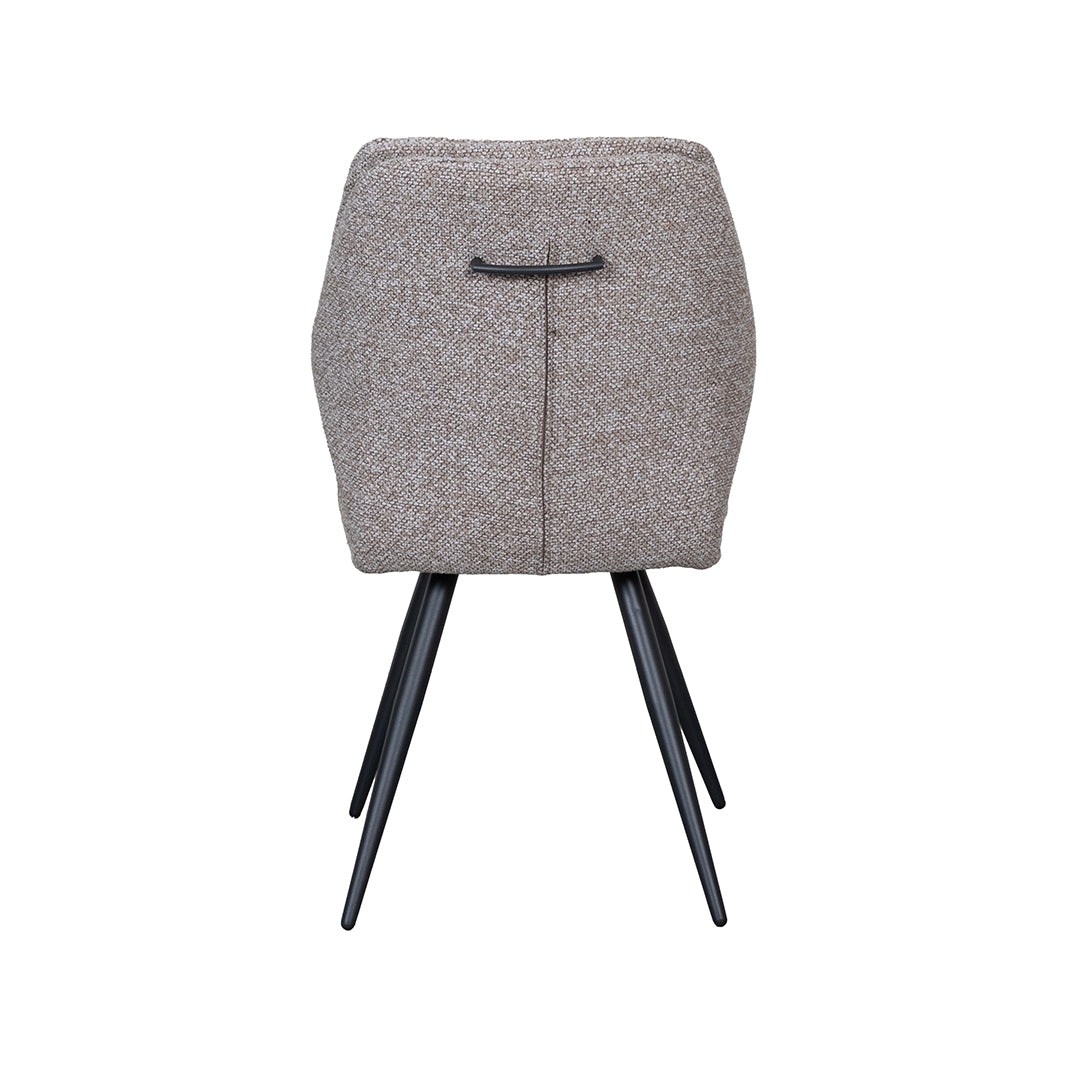 LABEL51 Eetkamerstoelen Silvain - Mushroom - Boucle - Zwart Metalen Frame